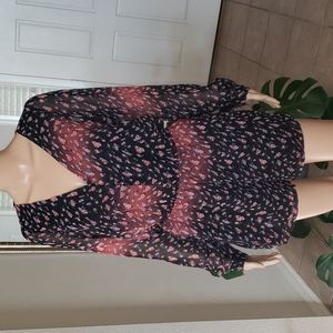 NWOT BCBGeneration s semisheer longsleeve floral romper pockets flowy